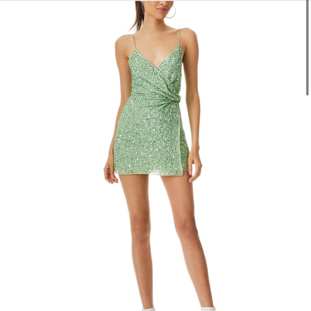 Alive and Olivia Celestine wrap-effect embellished chiffon mini dress